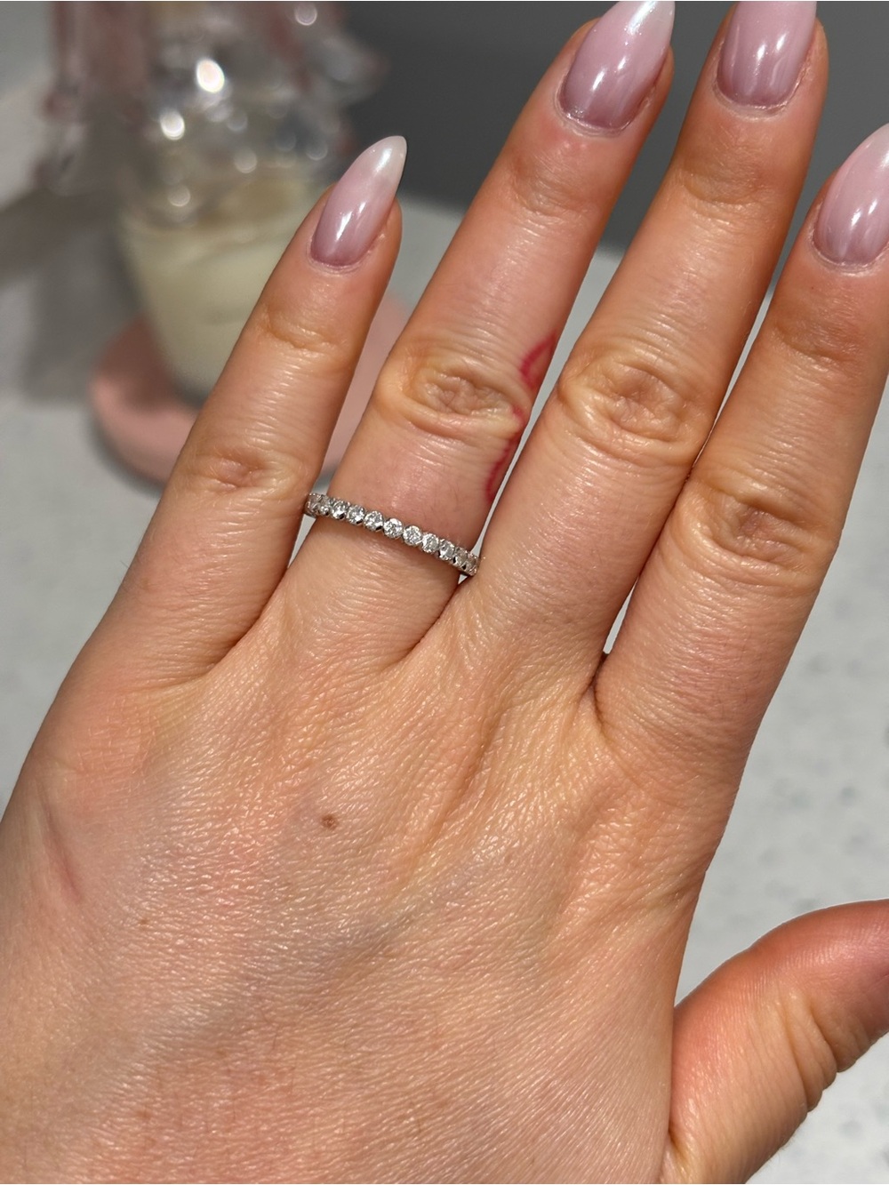 Lady’s Diamond Eternity Band in White Gold (Natural diamonds) Size 6 1/2
